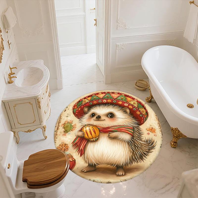 Vintage Costumed Animals,Round Area Rug,Carpet Rug for Living Room Bedroom Sofa Playroom Decor,Non-slip Floor Mat
