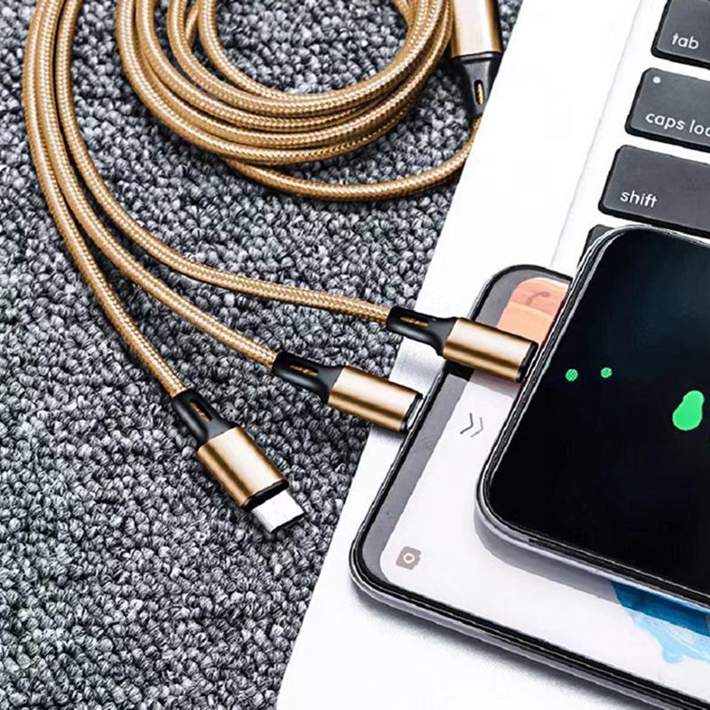 3 In 1 Usb Cable Micro Usb Type C Charger Cable Multi Usb Port Fast Charging Cord For Iphone 11 12 13 Pro Max Xiaomi Samsung