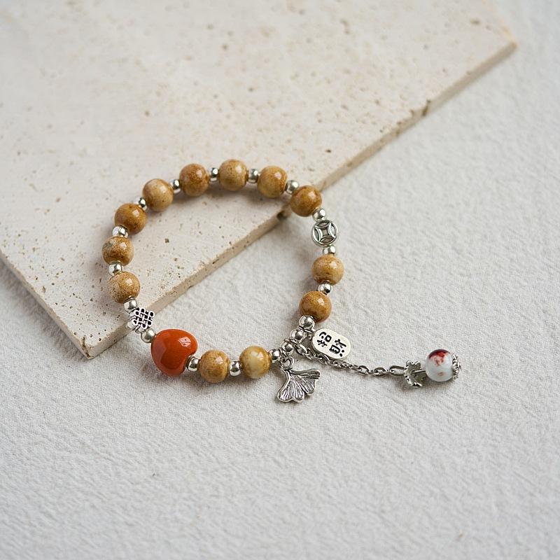 Literary Bracelet Maillard Color Jingdezhen Ceramic Bracelet Female Gift Student National Style Creative National Style Accessories