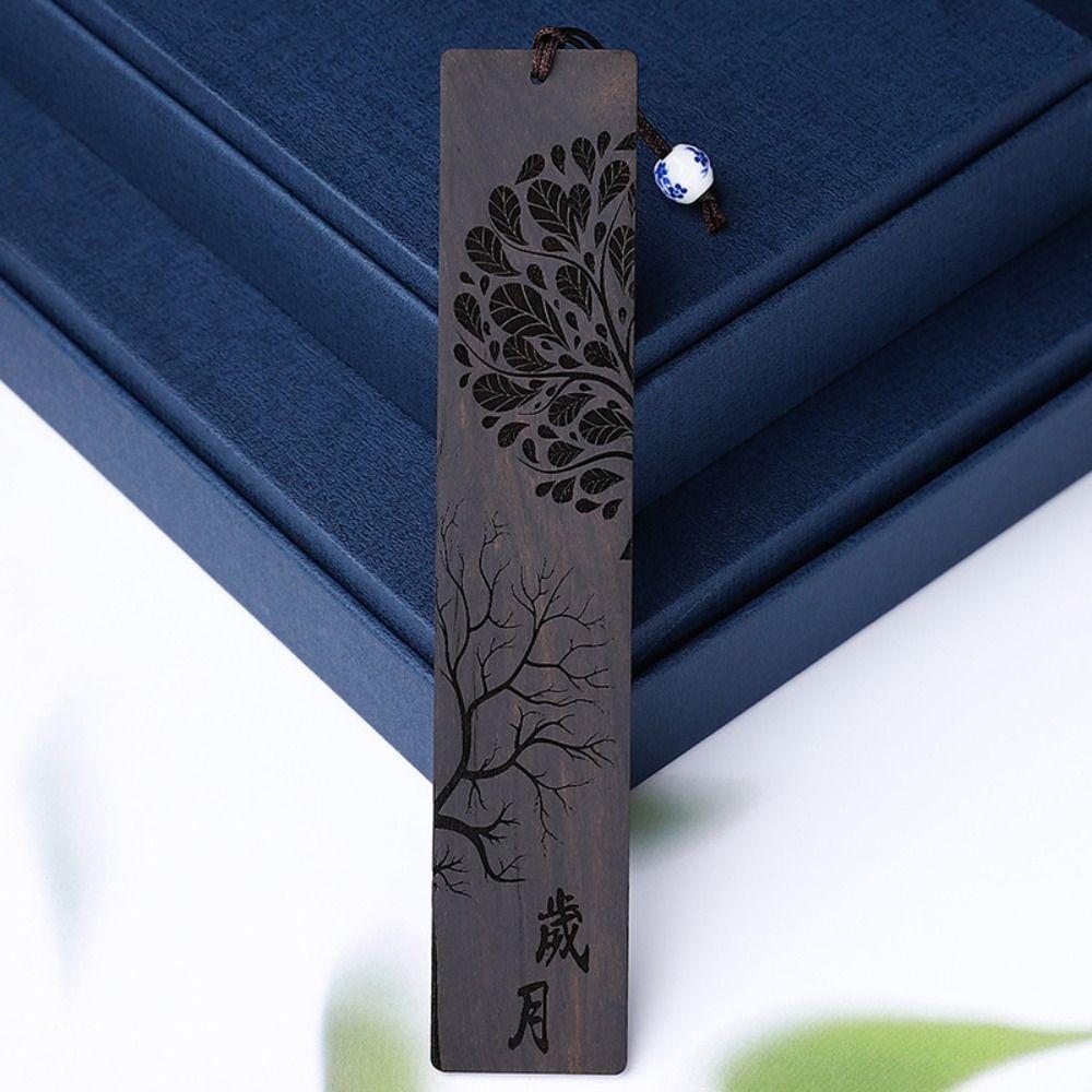 Wooden Book Clip Chinese Style Carving Mahogany Retro Wooden Bookmark Students Gift