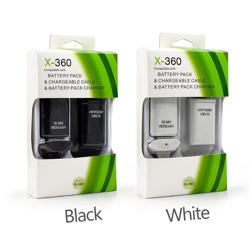2Pcs 4800mAh Rechargeable Battery With 1 Charging Cable+Charging Dock for Xbox 360 Wireless Gamepad Controller Battery