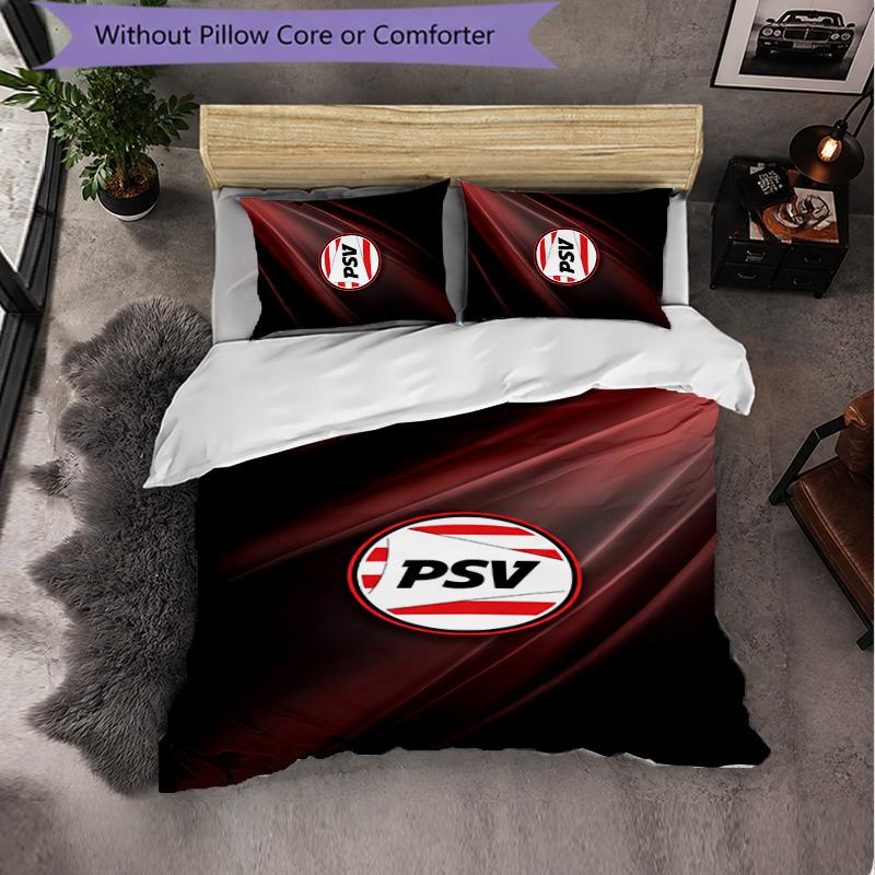PSV Eindhoven FC Themed Bedding 3Pcs Duvet Cover Set Decorative Bed Linen For Teen Room Home Decoration