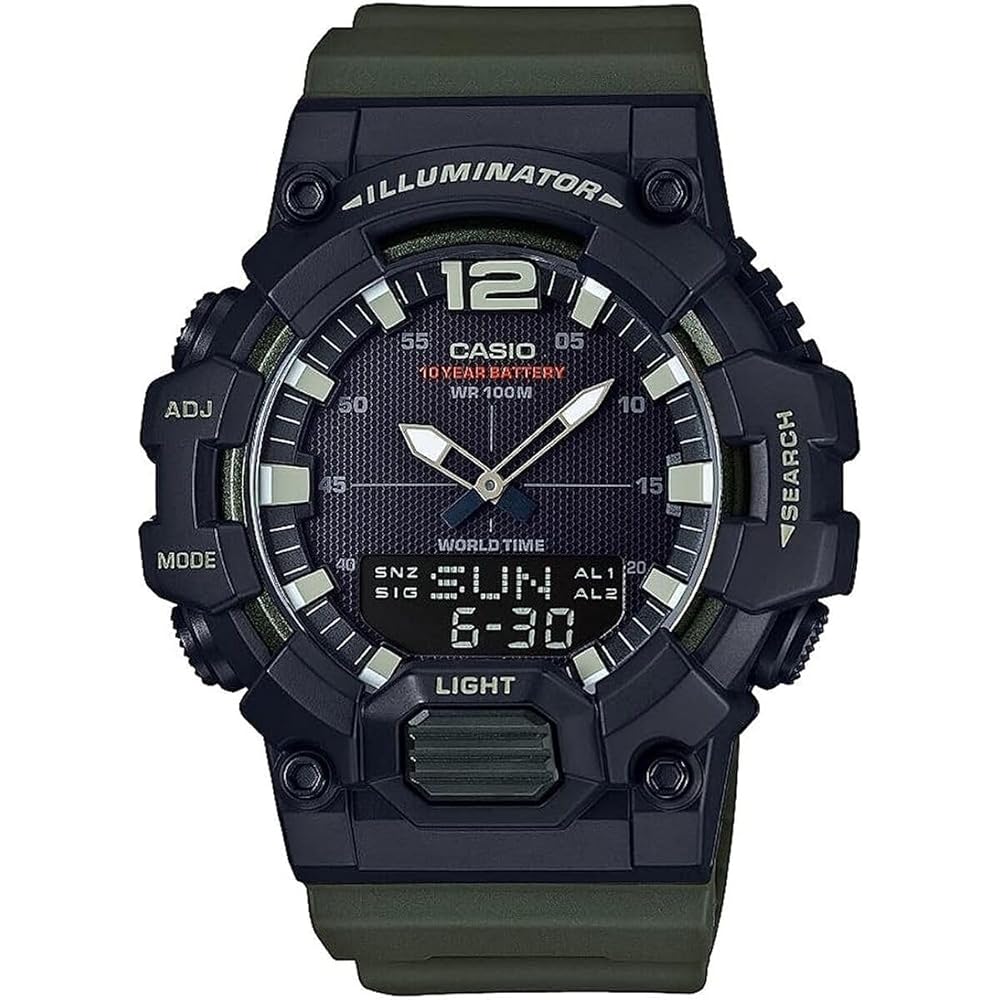 Casio Men s HDC-700-1AVCF Classic Analog-Digital Display Quartz Black Watch, Black/Green, 46.5mm....