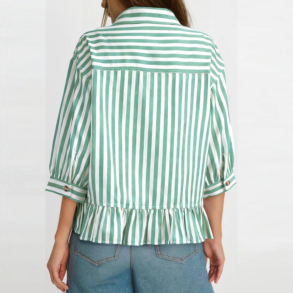 Womens Spring Tops Button Down Striped Blouse Summer Shirts for Women Casual Loose Fit Tshirts Shirts for Women