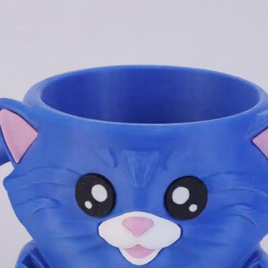Blue Cat Ice Cream Cup Holder for 16 Oz Pints Ice Cream Cooler Container with Built-In Snack Drawer And Matching Spoon Comfortable Grip Soda Cup Gifts