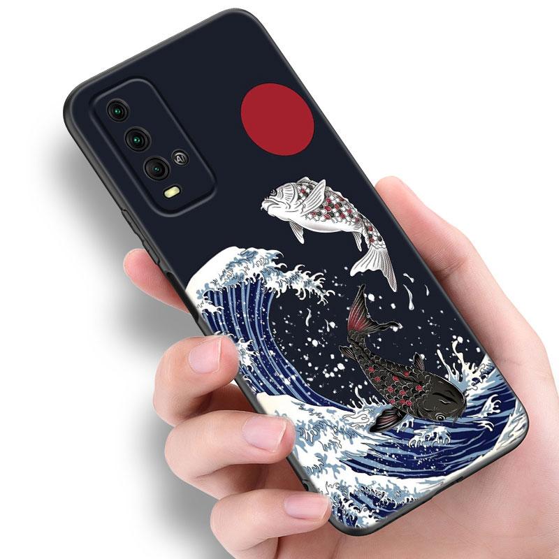Japan Wave Anime Dragon Phone Case For Xiaomi Redmi Note 5 6 9T K20 K40 K50 Pro 7A 8A 9A 9C 9i 10A 10C A1 S2 TPU Black Cover