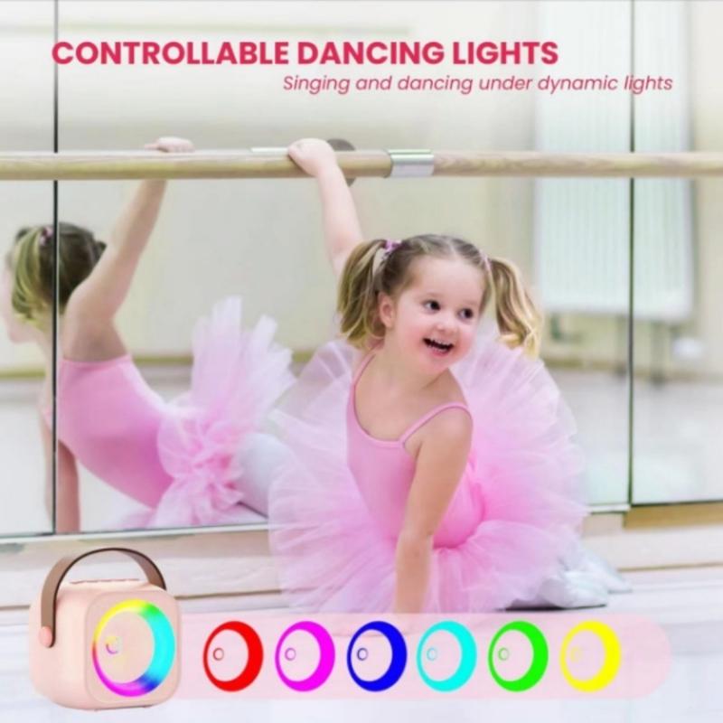Karaoke Machine For Kids Mini Bluetooth-compatible Speaker with 2 Wireless Microphones Karaoke Kit With LED Light
