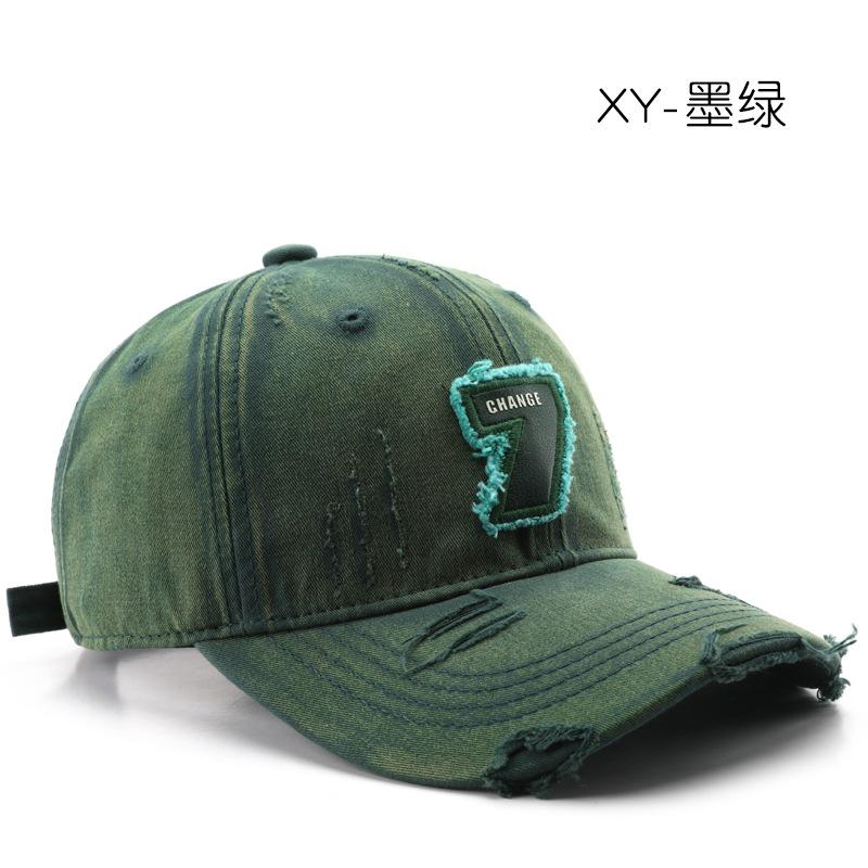 

Hat Spring and Autumn Personality Fashion Ripped Baseball Cap Outdoor Sports Travel Sunscreen Shade Cap темно-зелений колір