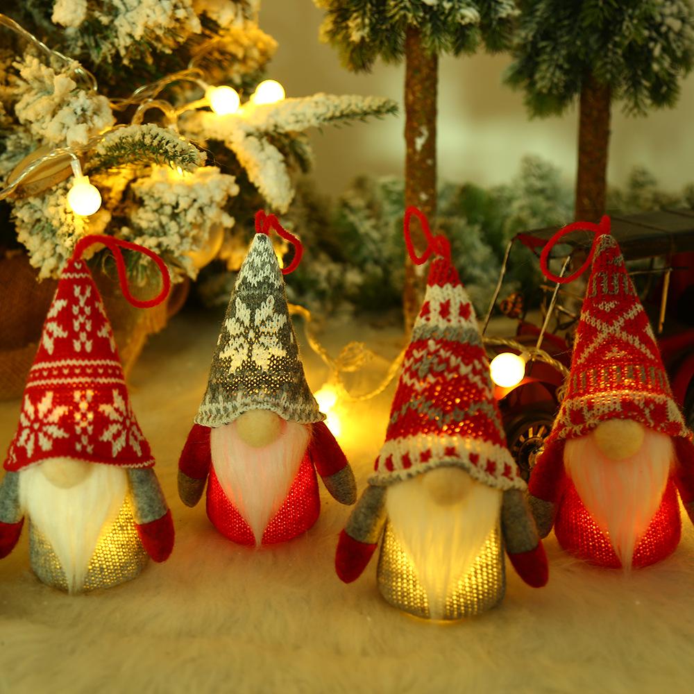 Glowing Faceless Santa Knit Doll Christmas Display Prop