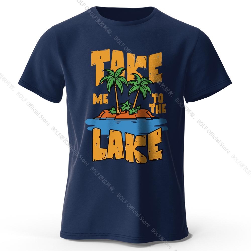 Take Me To The Lake Printed T-Shirt 100% Cotton Oversized Nature Graphic Tees for Men Women Summer Tops Lakeside Streetwear