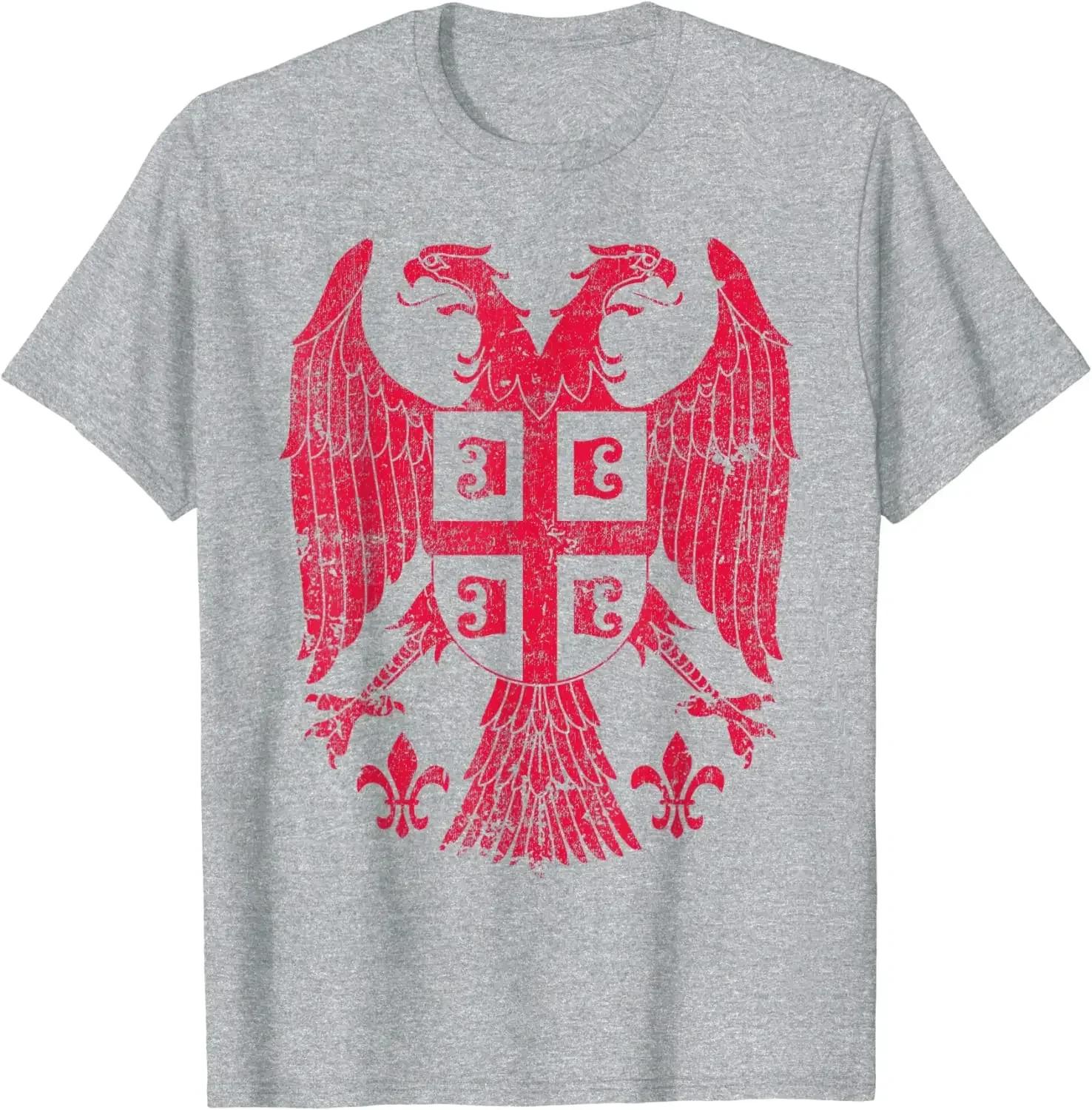 Serbian Double Headed Eagle Emblem Serbia Coat of Arms Men TShirt Short Sleeve Casual Cotton ONeck Summer TShirt S
