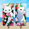 Towel Textile Flowers Bathrobe Beach Cat Surrounded Quick-Drying Adorable Lightweight Portable White Camping Swim Pool Travel