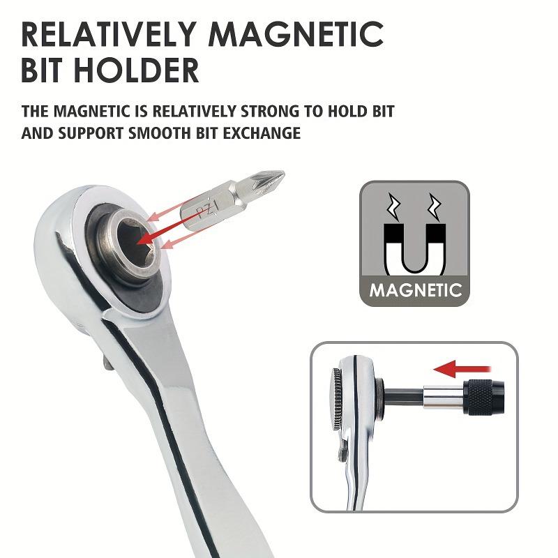 Right Angle Screwdriver 32-Piece 1/4 Inch Mini Ratchet Set Low Profile Offset Bit Set With 72-Tooth Ratcheting Wrench Stubby Ratchet