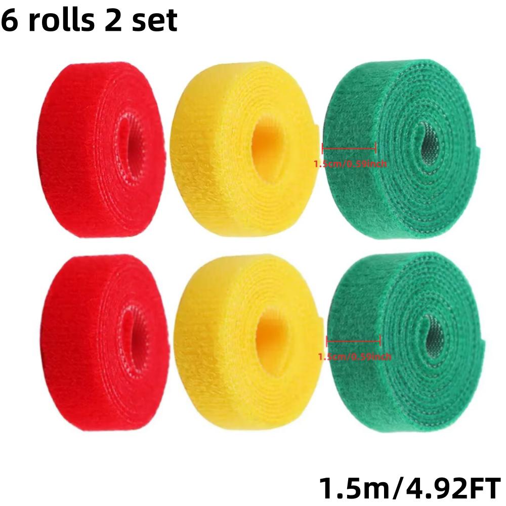 Nylon Hook Loop Cable Straps Reusable Fastening Tape Cable Ties Cord Organizer Double-Sided Hook and Loop Self-adhesive Tape