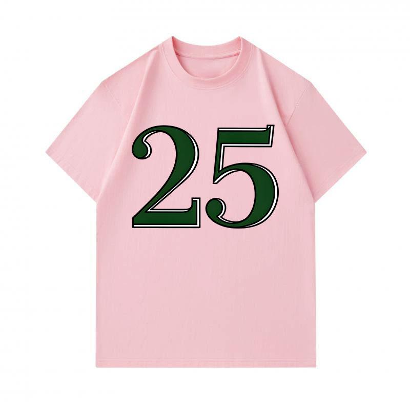 Men's 100% Cotton Crew Neck Short Sleeve T-Shirt, Casual Classic Number 25 Graphic Printed Soft Breathable Summer Daily Wear Tee for Men