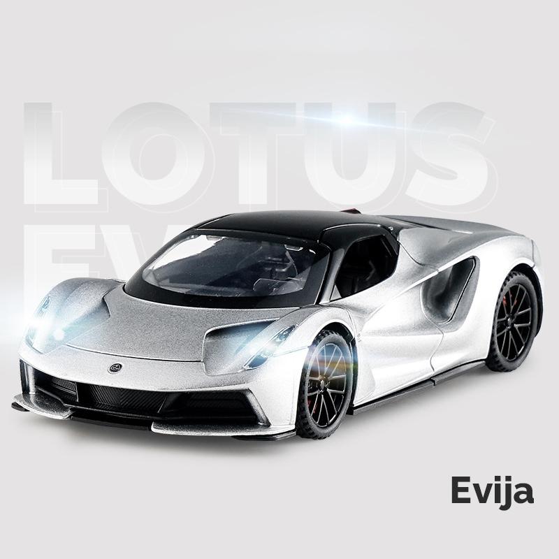 1/32 Lotus Evija Supercar Alloy Muscle Car Model Sound and Light Pull Back Children's Toy Collectibles Birthday Gift