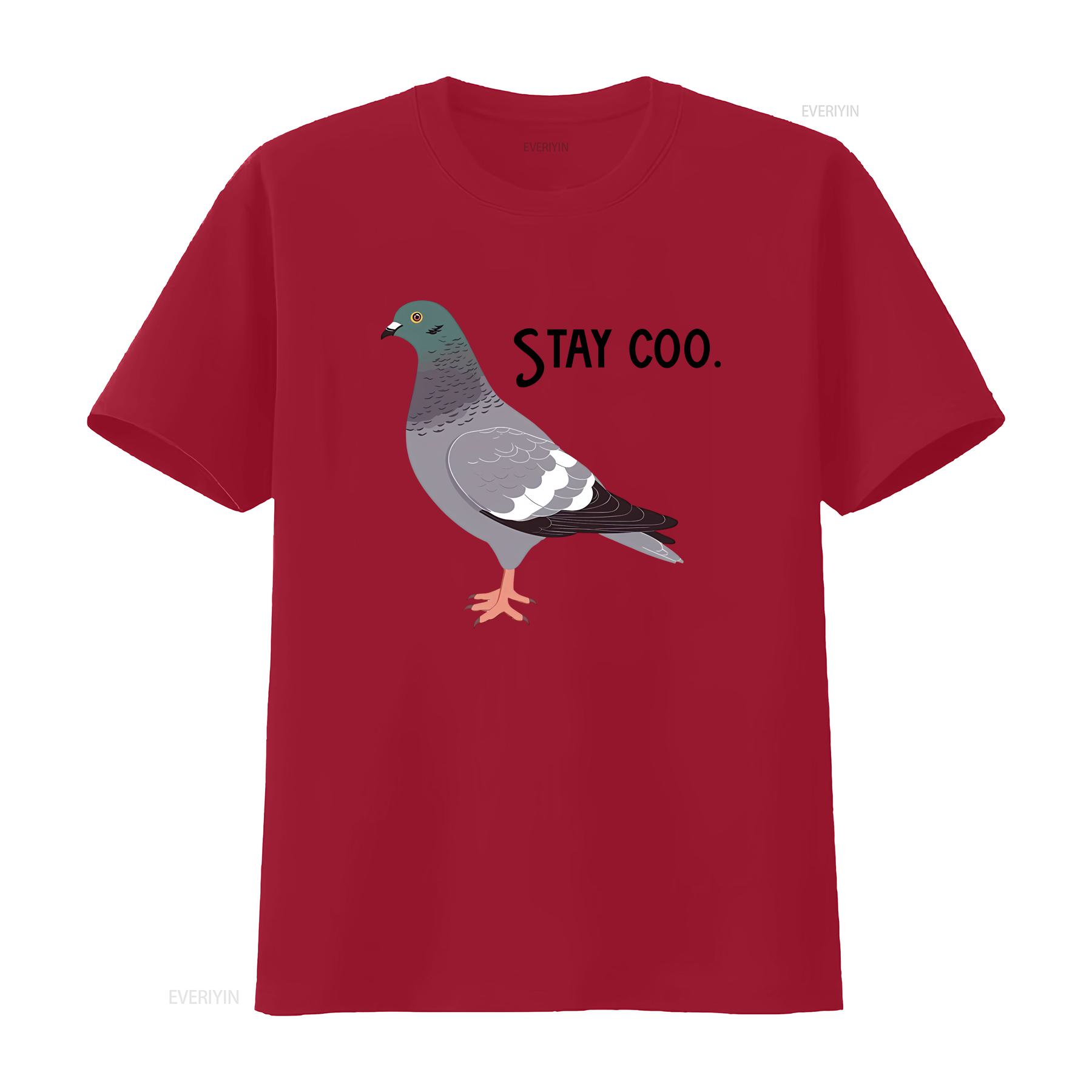 Stay Coo T Shirt Funny Pigeon Cute Bird Silly Meme Saying Cool Birding Motivate Sarcastic Slogan Comical Clothes vintage S