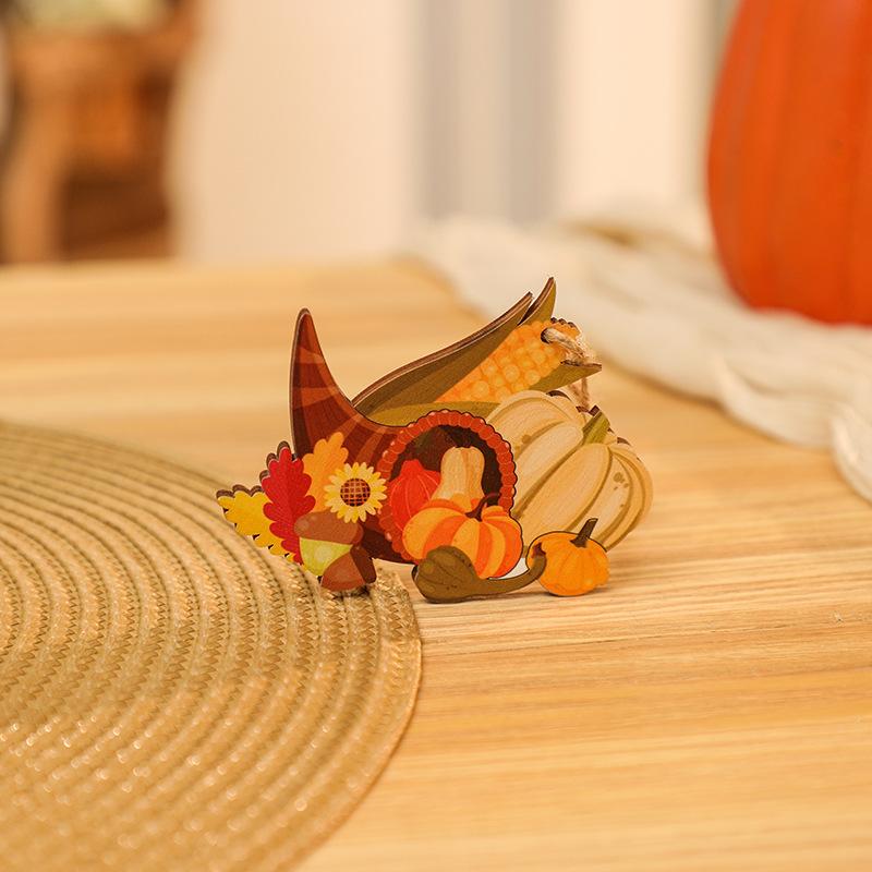 Harvest Festival Wooden Sign Turkey Pendant Thanksgiving Wooden Painted Car Pendant Pumpkin Wooden Sign Decoration