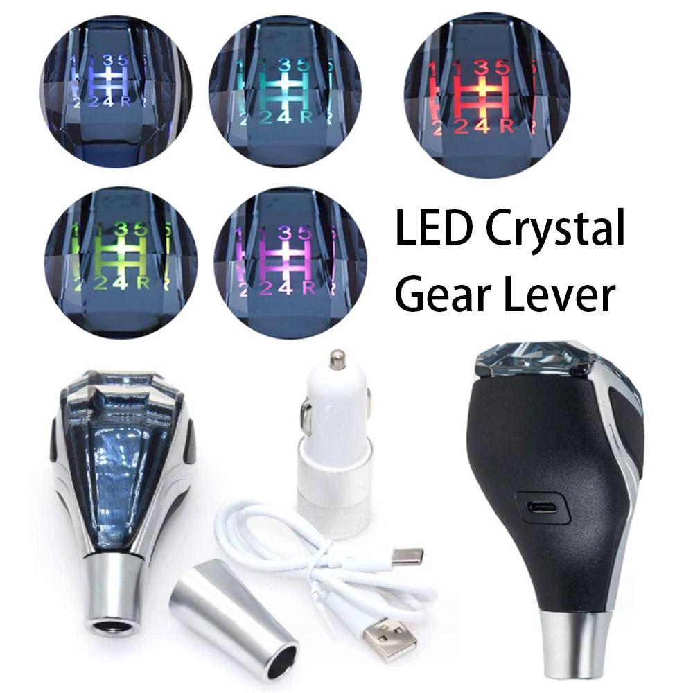 LED Kristall Schalthebelknauf Mit Buntem Licht Manuell Automatikgetriebe Universell Für Toyota/Mitsubishi/Lexus/Honda etc.