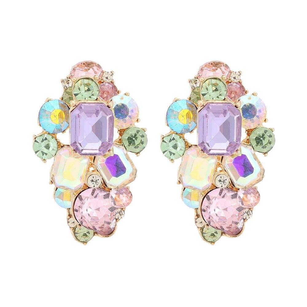 Moderne Glänzende Strass Glas Blume Decor Stud Ohrringe Für Frauen Trend Luxus Fee Hochzeit Partei Schmuck Ohr Zubehör Geschenk