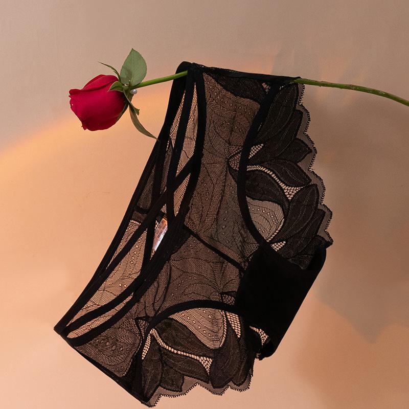 Summer Breathable Quick-Drying Seamless Women'S Briefs Low-Rise Girl Pure Desire Hollow Sexy Lace Panties Women