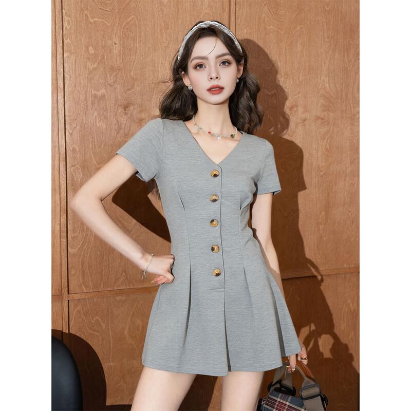 

Elegant Cotton Linen Waist Dress L