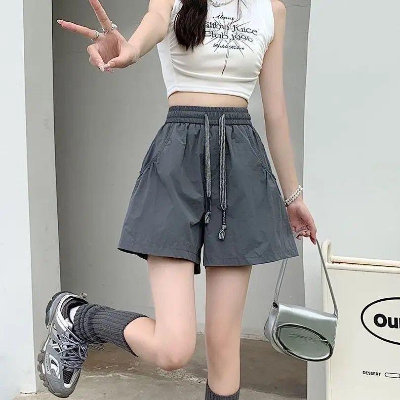 Workwear Sports Shorts Summer Loose Casual Sleepwear A-line Wide High Waisted Shorts