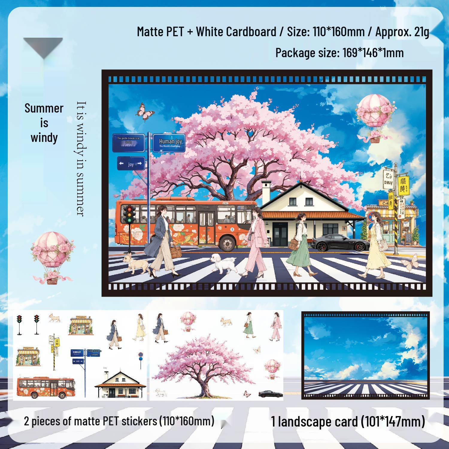 ZABC Crossing Time Stickers: Landscape Journal DIY Collage Base, 4 Styles