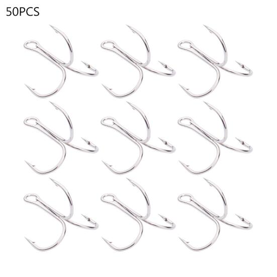 50Pcs Fishing Treble Hook Worm Bait Holder Fish Tackle Tools Accessories