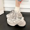 Thick-soled heightening lace-up fashion dad shoes women's 2025 new versatile breathable casual sports shoes trendy shoes women's shoes