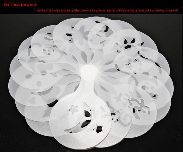 16-Piece PVC Kitchen Baking & Coffee Latte Stencil Set