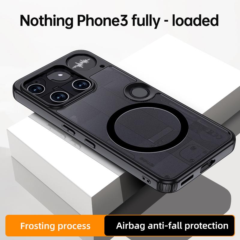 Translucent Shockproof Case For Nothing Phone 3 6.67 Inches TPU Matte Frame Magnetic Wireless Charging Hard Plastic Back Cover