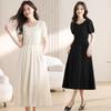 Vestido blanco drapeado de verano para mujer - Elegante diseño de inspiración francesa