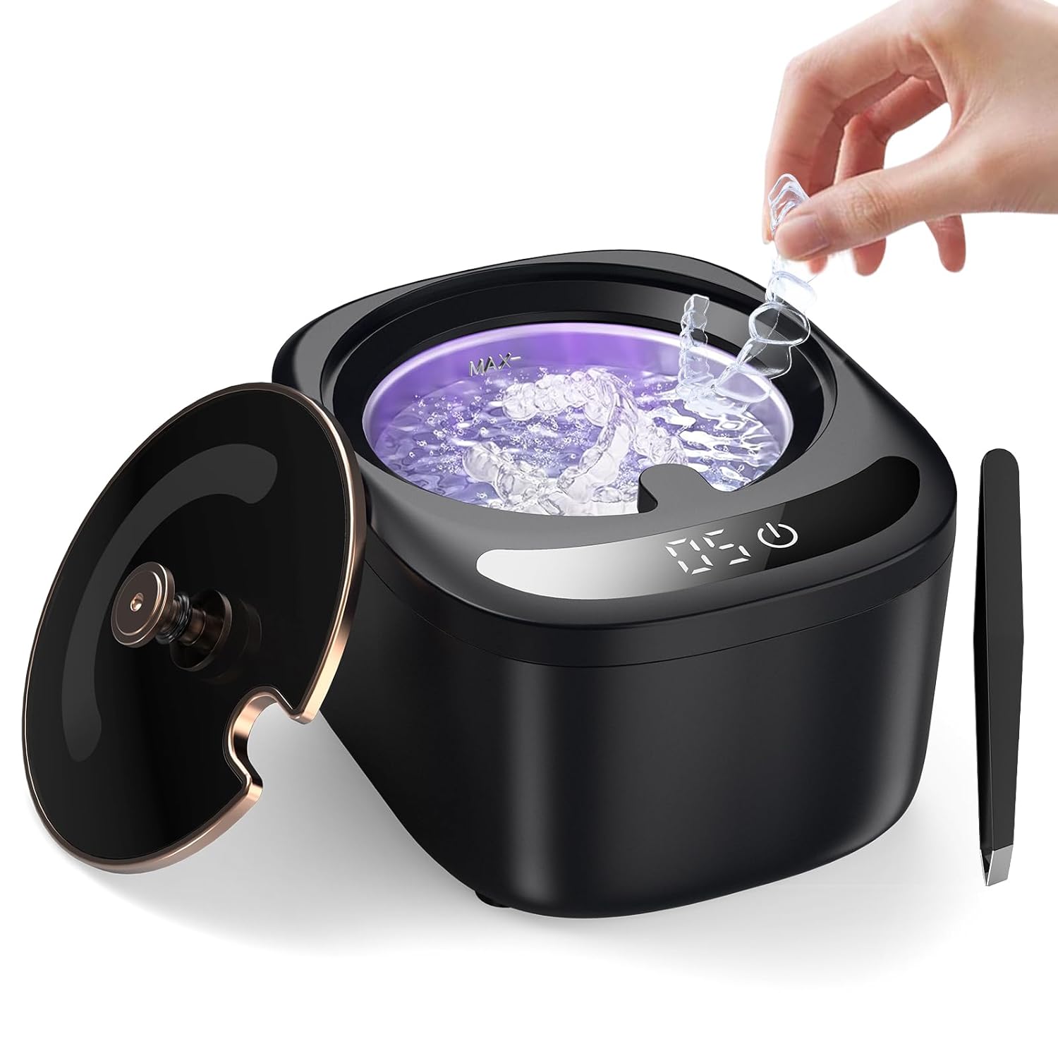 

Ultrasonic Denture Retainer Cleaner Machine, Denture Cleaning Pod, for Aligner, Mouth Guards, Braces,Jewelry,Nightguard,Diamond чёрный