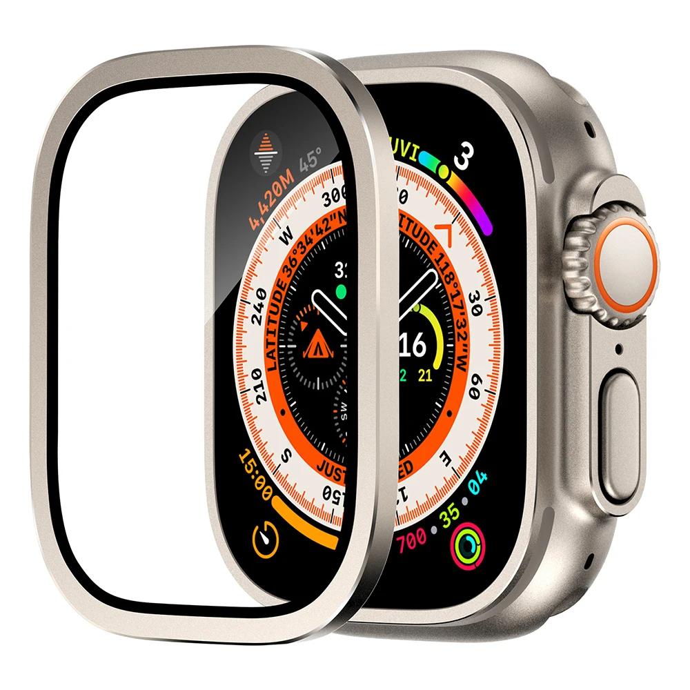 1/2PCS Tempered Glass For Apple Watch Ultra 49mm Screen Protector Anti-Scratch HD Metal Bumper Full Film for IWatch Ultra 49mm