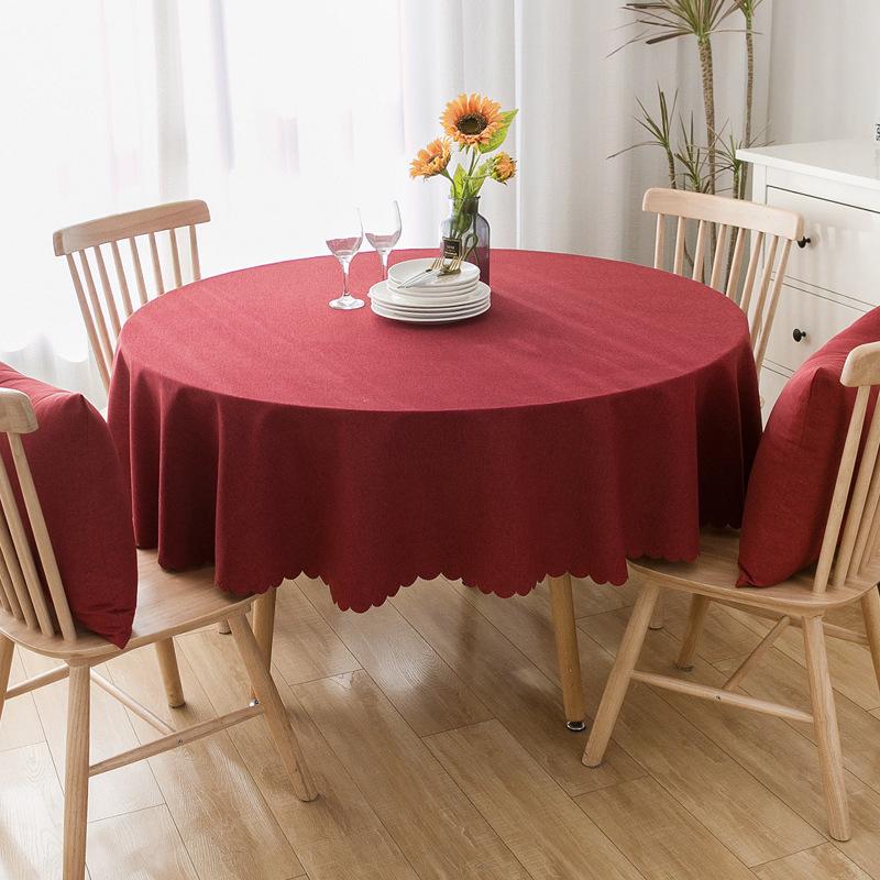 Waterproof Oil-Proof Solid Color Round Tablecloth for Dining, Hotel, and Home