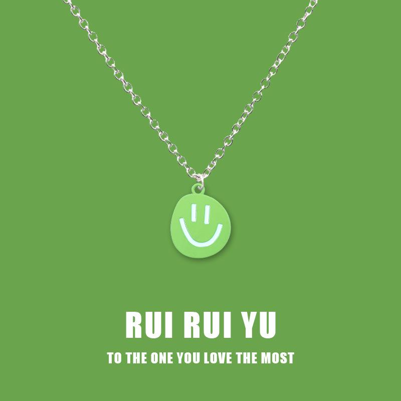 

CUCU изысканное цветное ожерелье со смайликом, ожерелье из нержавеющей стали для женщин, ожерелье с геометрическим рисунком звезды, луны и сердца, цепочка, ожерелье, ювелирные изделия 1 PC зелёный