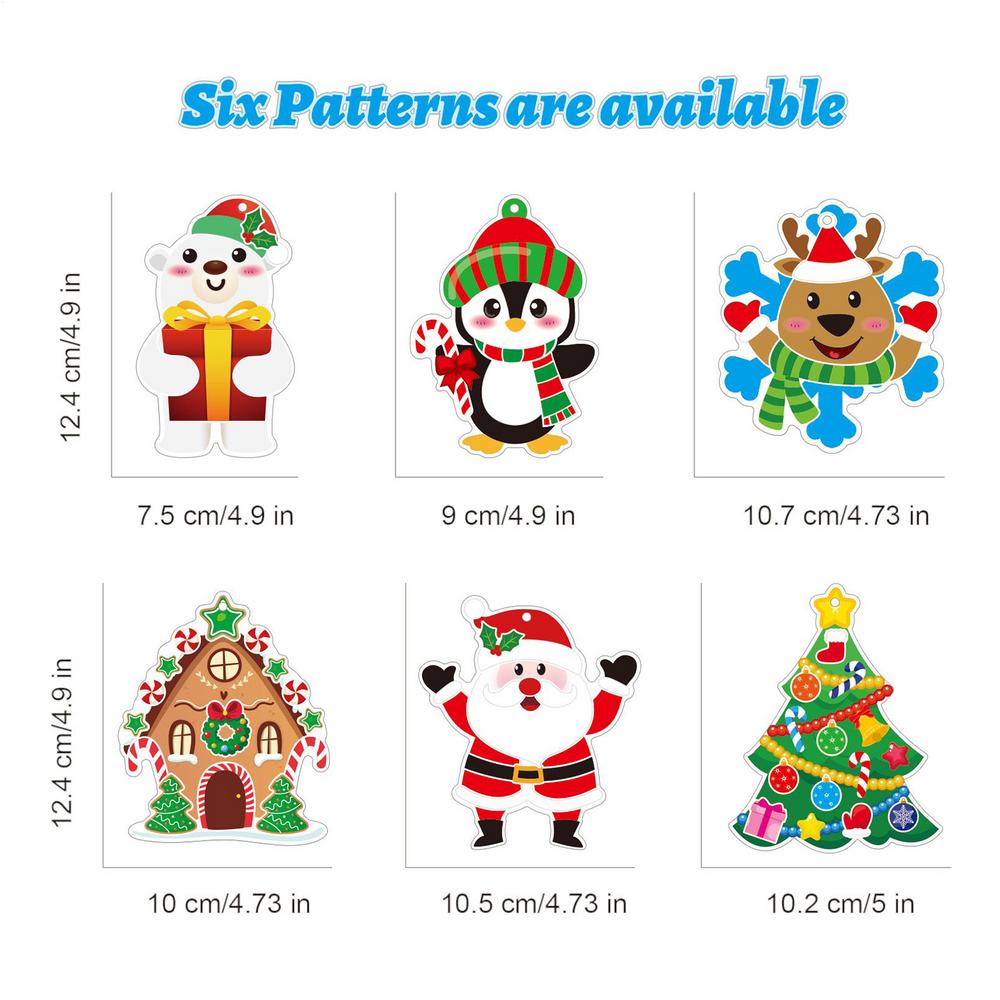 72pcs DIY Christmas Tree Decoration Set Homemade 2D Christmas-theme Ornament Craft With Stickers For Kids Adults Tree Holiday