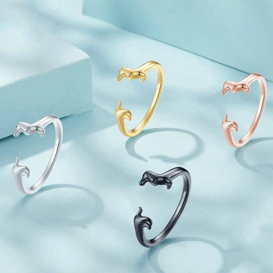 Bague Ouvrante Design Chien Teckel Bague de Doigt Réglable Bague de Taille Flexible Bijoux Accessoire Polyvalent