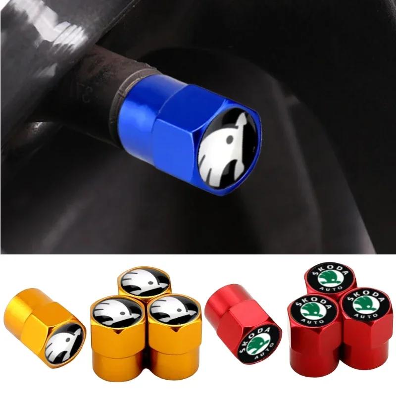 DPO3 Car Wheels Valve Stem Caps for Skoda Rapid Kodiak Kodiaq GT Octavia 3 Superb Yeti Fabia 1 Karoq Kamiq Tire Air Cover Accessories