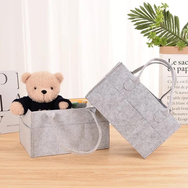 Tote Bag For Mommy Baby Diaper Storage Organizer Baby Stroller Tote Basket Felt Fabric Bag Multifunctional Felt Diaper Bags