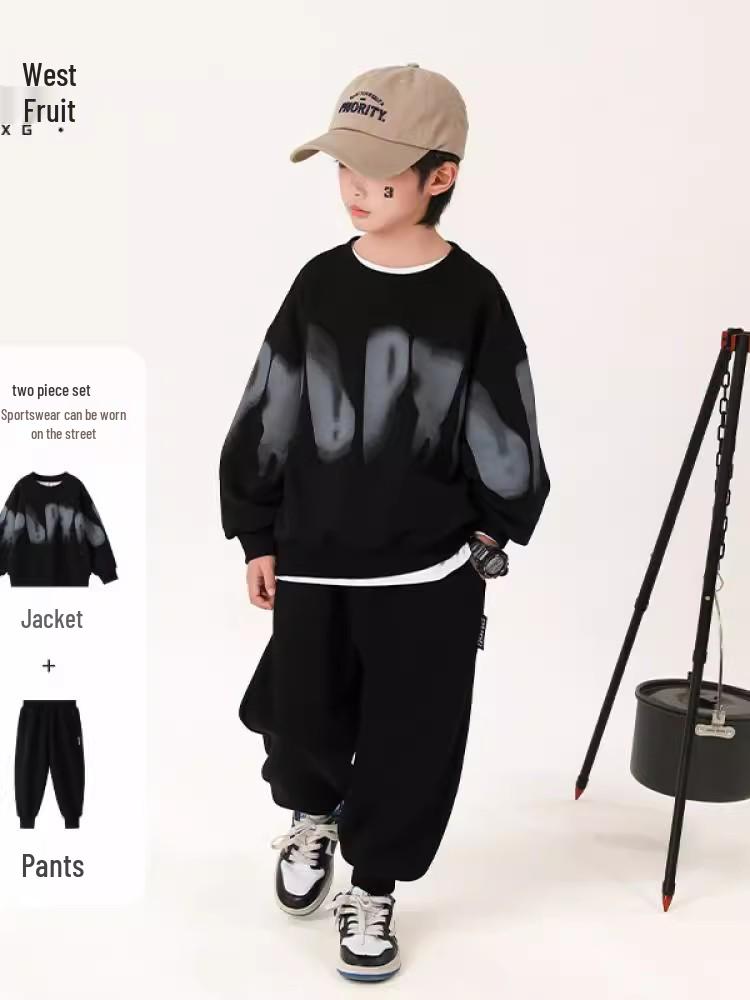2025 Color Block Stitch Boys & Girls Fashion Sporty Street Style Two-Piece Set