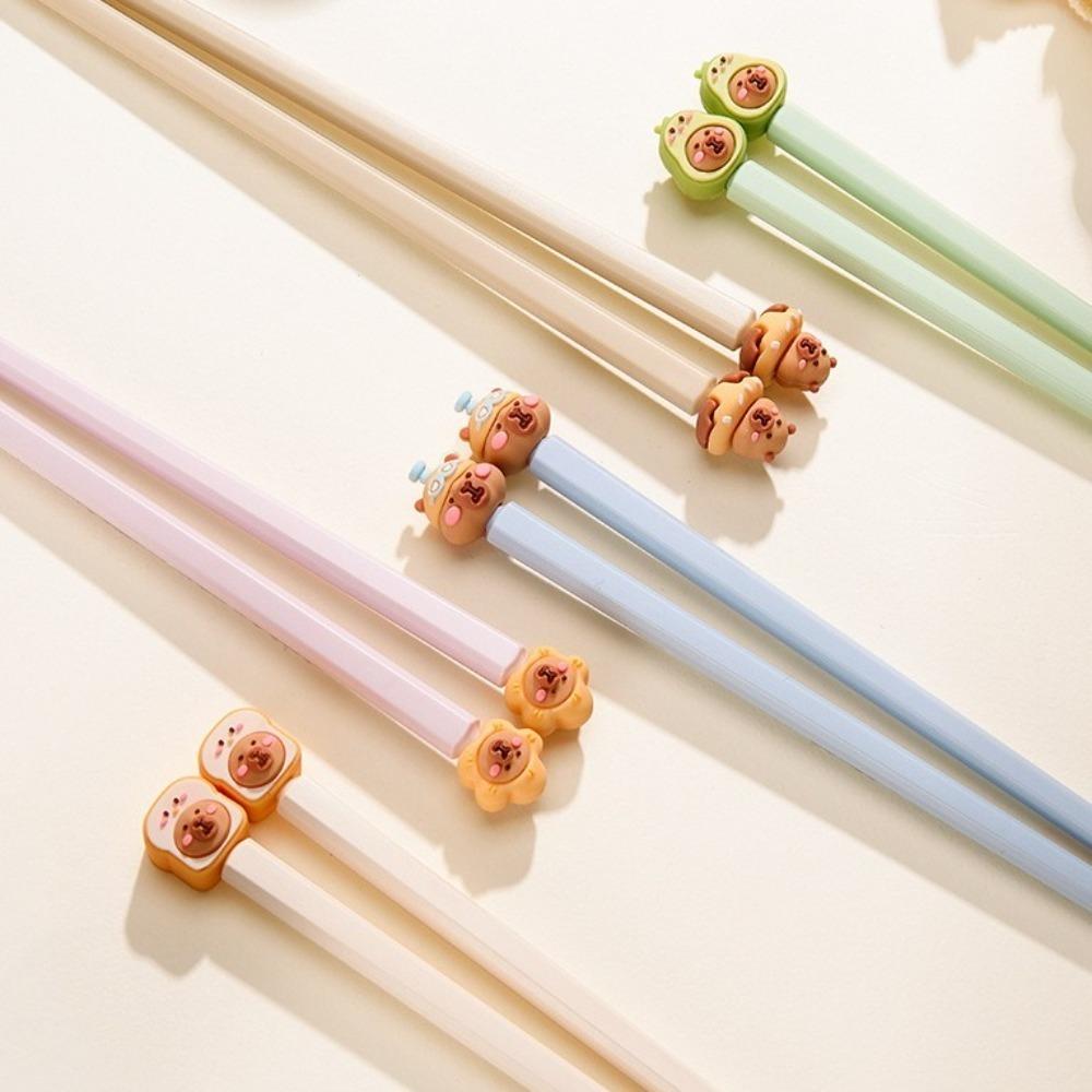 1/5 Pairs Easy To Use Chopsticks Anti-Slip Food Clip Cartoon Capybara Chopsticks  Kids Supply
