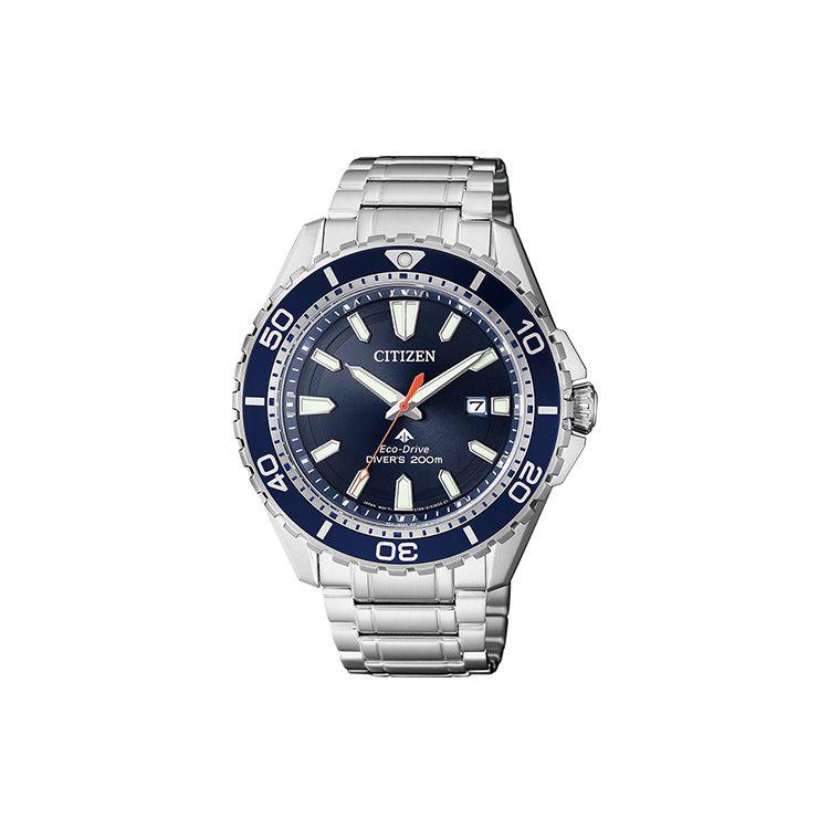 Citizen Men's Blue Eco-Drive Series Waterproof Sports Fashion Luminous Calendar Quartz Movet Stainless Steel Watch Watches Bn0191-80L