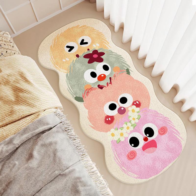 Cartoon Style Rugs for Bedroom Irregular Shape Living Room Decoration Carpet Fluffy Soft Bedside Floor Mat Thick Plush Study Rug