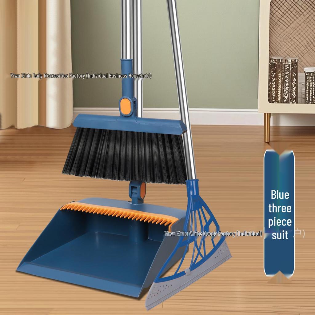 Folding Broom & Dustpan Set: Enhanced, Rotating, Non-Stick Design