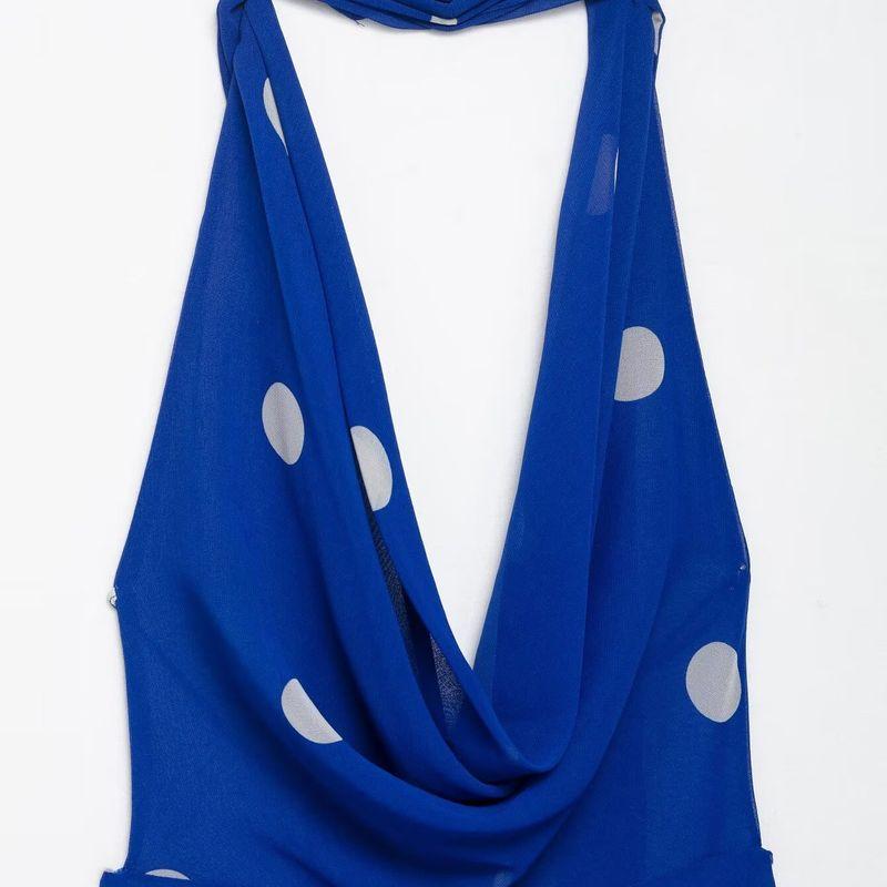 Kaslead New Women Clothes Western Style Simple Polka Dot Print Midi Dress 8410430 044