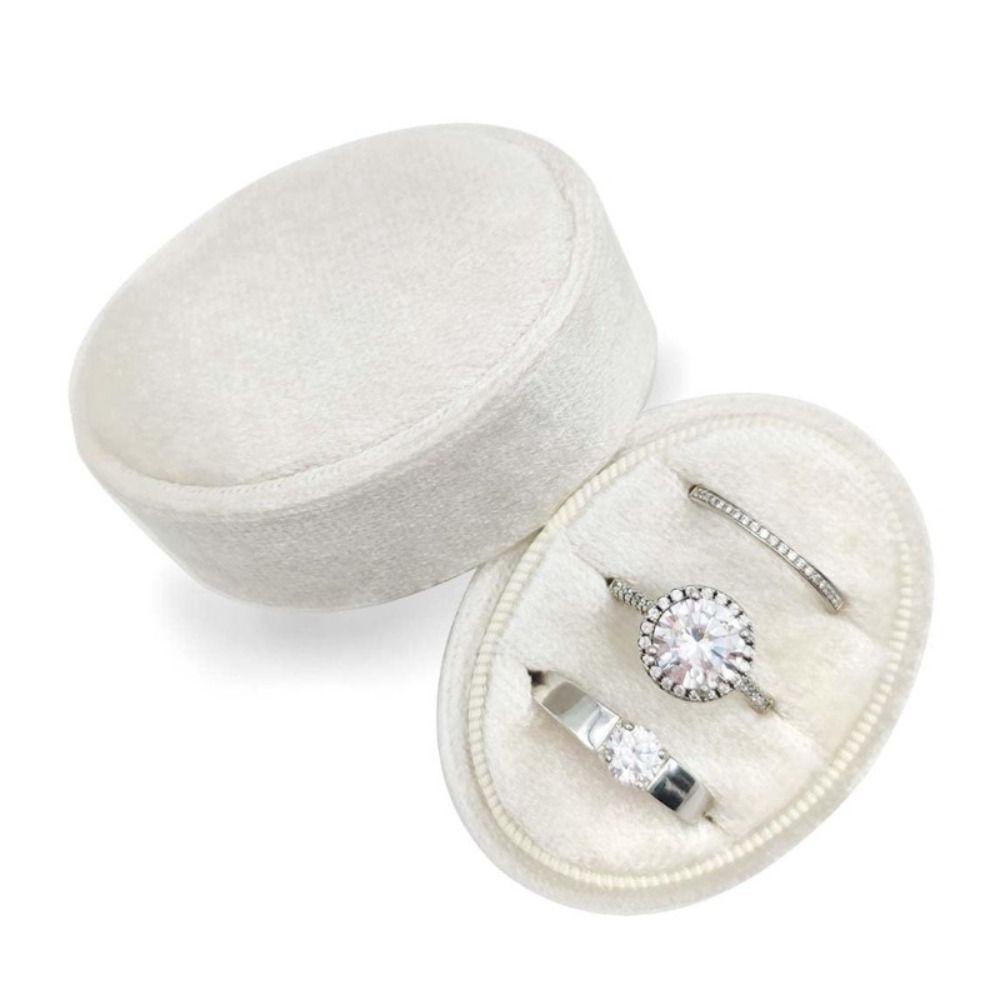 Oval Shape Three Ring Box Velvet Material Oval Jewelry Box Velvet Ring Box Jewelry Storage