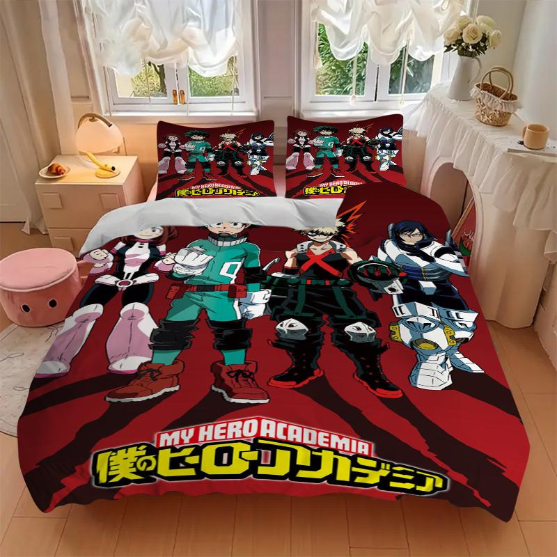 3Pcs Heroic Adventures Unite Bedding Set Soft Fabric Duvet Cover Pillowcases Christmas Xmas Halloween Gift 1 Duvet Cover 2 Pillowcase L1374