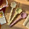 1Pc Ceramic Star Shaped Spoon Cute Twisted Long Handled Coffee Stirring Spoon with Cream Design for Kitchen